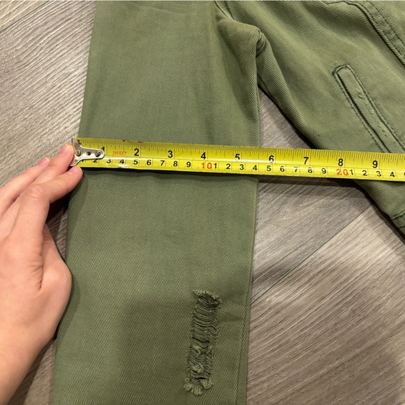 SOLD- Free People Distressed Denim Jacket Green Army Women’s  XS 0 Pretty Little - Picture 8 of 16